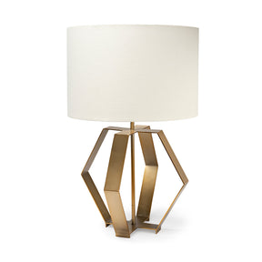 Edwards (26"H) Gold Metal Base w/ Cream Fabric Shade Table Lamp by Mercana at Eve Furniture