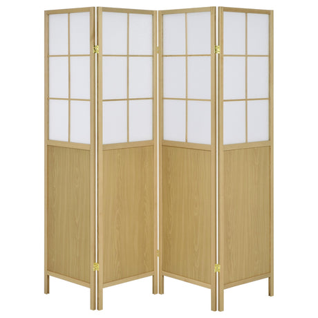 Edwards Natural 4-Panel Room Divider Folding Shoji Screen by Coaster at Eve Furniture