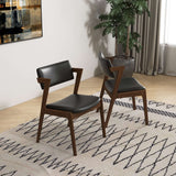 Edwin Mid Centruy Modern  Dining Chair  Set of 2 Black Leather