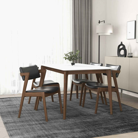 Edwin Mid Century Modern Black Vegan Leather Dining Chair (Set Of 2) by Ashcroft Furniture at Eve Furniture