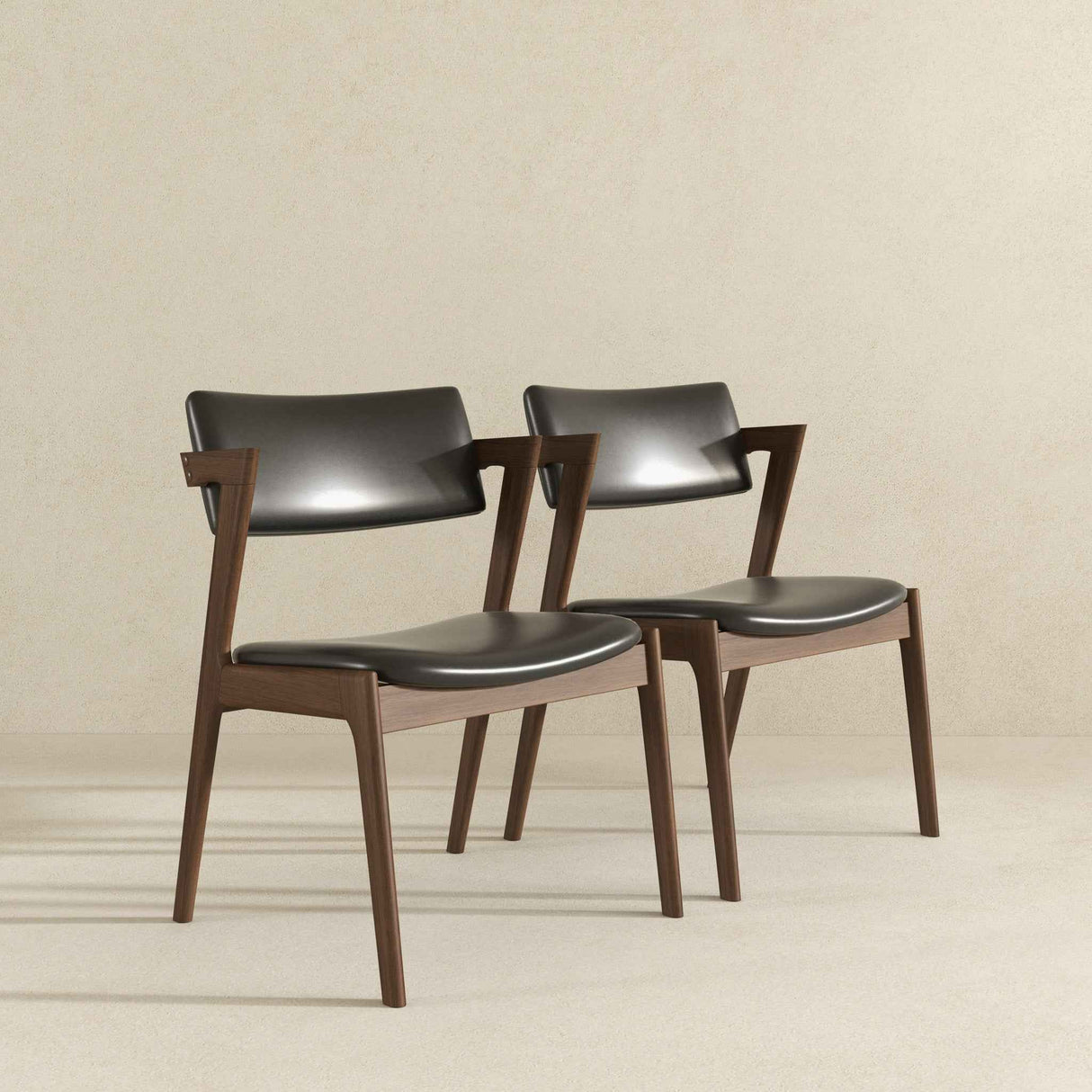 Edwin Mid Century Modern Black Vegan Leather Dining Chair (Set Of 2) by Ashcroft Furniture at Eve Furniture