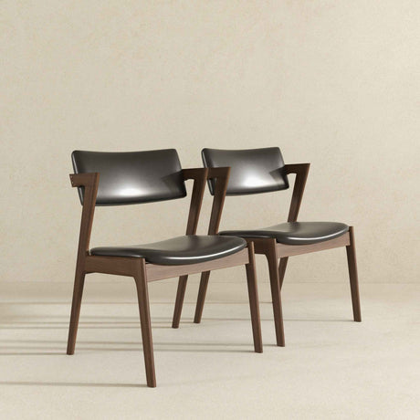 Edwin Mid Century Modern Black Vegan Leather Dining Chair (Set Of 2) by Ashcroft Furniture at Eve Furniture