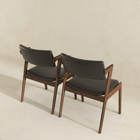 Edwin Mid Century Modern Black Vegan Leather Dining Chair (Set Of 2) by Ashcroft Furniture at Eve Furniture