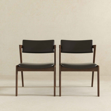Edwin Mid Century Modern Black Vegan Leather Dining Chair (Set Of 2) by Ashcroft Furniture at Eve Furniture
