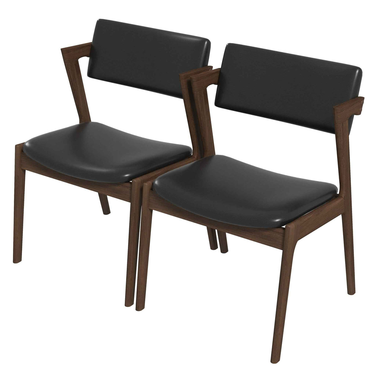 Edwin Mid Century Modern Black Vegan Leather Dining Chair (Set Of 2) by Ashcroft Furniture at Eve Furniture