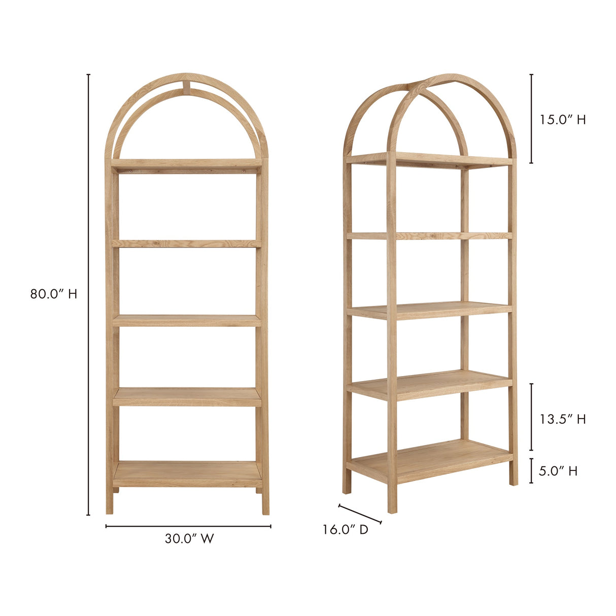 Eero Natural Bookcase by Moe's Home at Eve Furniture