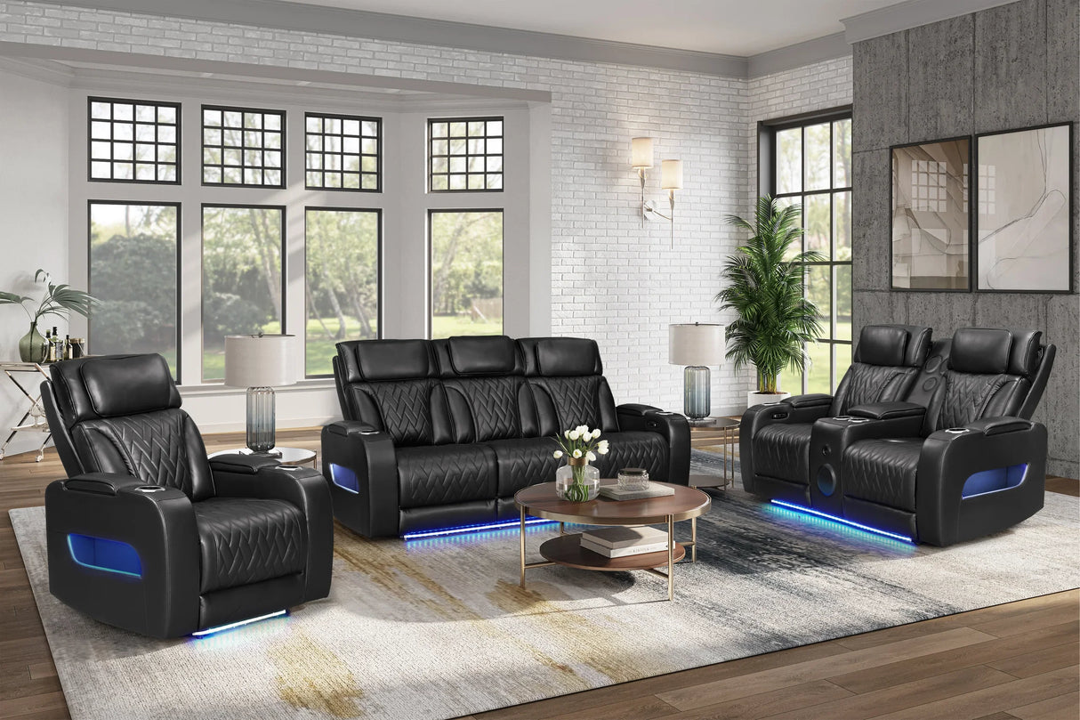 Dubai Black 3-Piece Power Reclining Set
