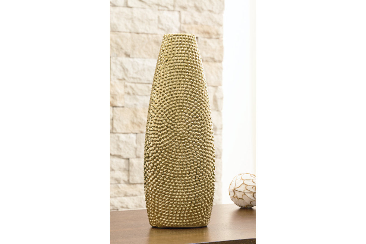 Efim Gold Finish Vase by ASHLEY FURNITURE at Eve Furniture