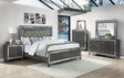 Refino Gray LED Upholstered Panel Bedroom Set by Crown Mark at Eve Furniture