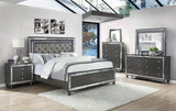 Refino Gray LED Upholstered Panel Bedroom Set by Crown Mark at Eve Furniture