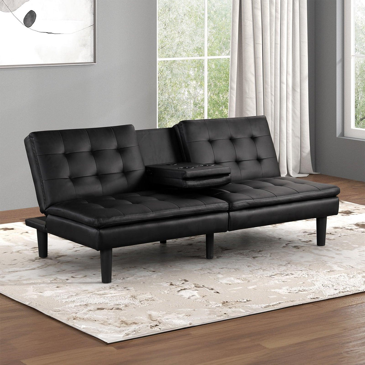 Eidsberg Black Futon Sofa Bed by Furniture of America at Eve Furniture