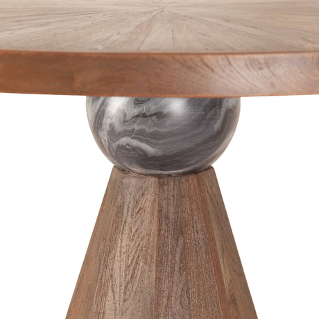 Eiffel 48" Gathering Table in Antique Teakwood and Marble Round by Home Trends & Design at Eve Furniture