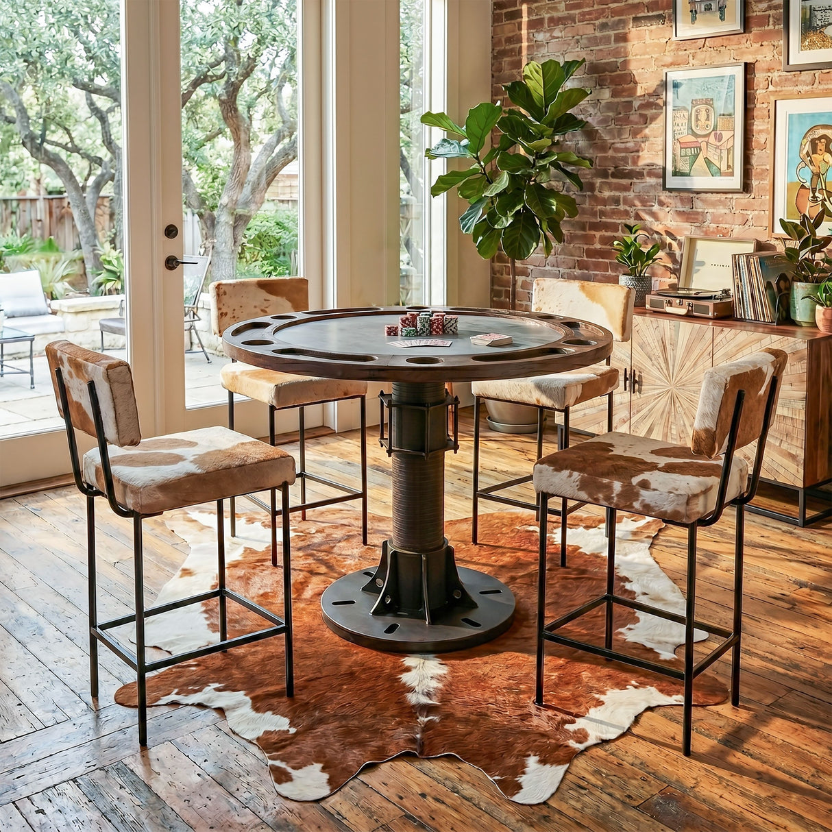 Eiffel 52" Gathering Poker Game Table with White Marble Top by Home Trends & Design at Eve Furniture
