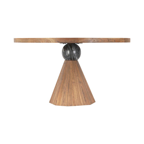 Eiffel 54" Round Dining in Antique Teakwood and Marble Round by Home Trends & Design at Eve Furniture