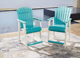 Eisely Turquoise/White Outdoor Counter Height Barstool