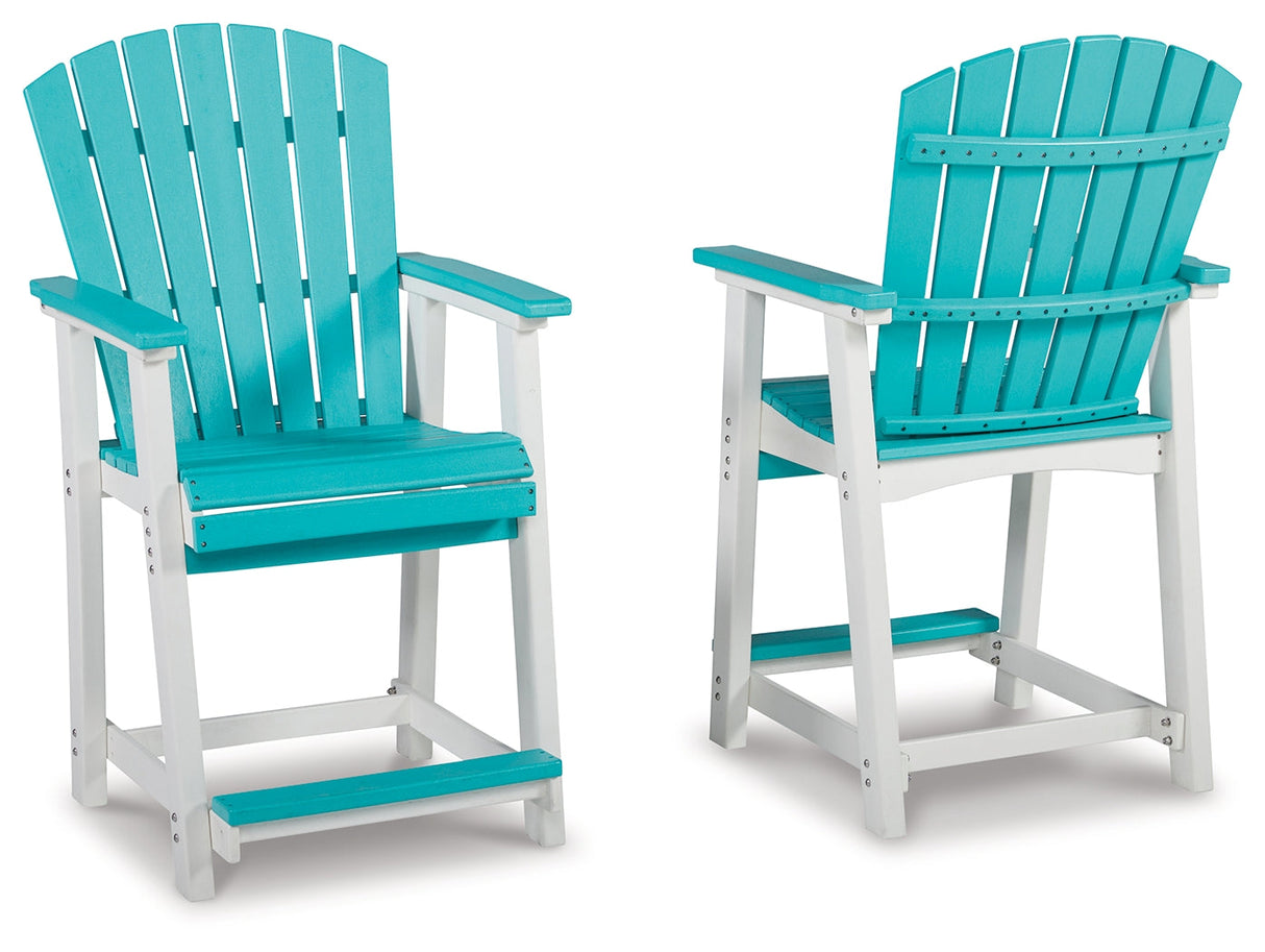 Eisely Turquoise/White Outdoor Counter Height Barstool