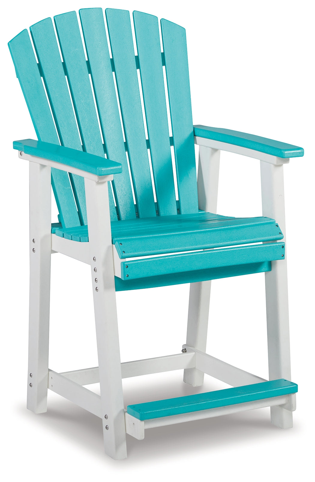 Eisely Turquoise/White Outdoor Counter Height Barstool