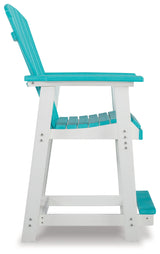 Eisely Turquoise/White Outdoor Counter Height Barstool