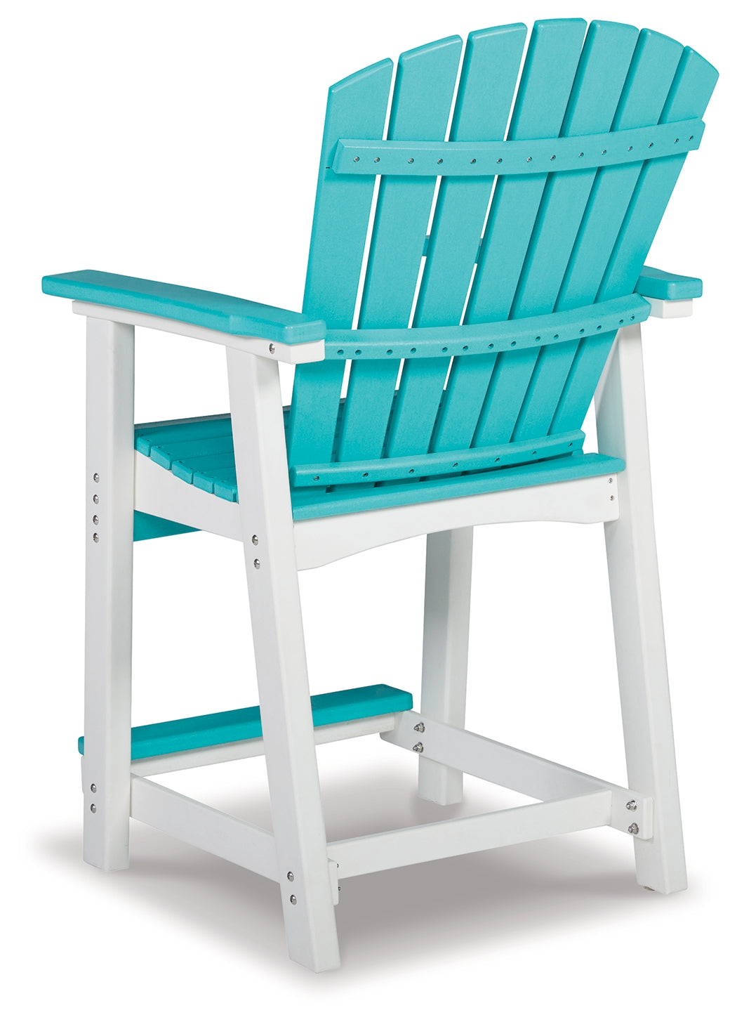 Eisely Turquoise/White Outdoor Counter Height Barstool