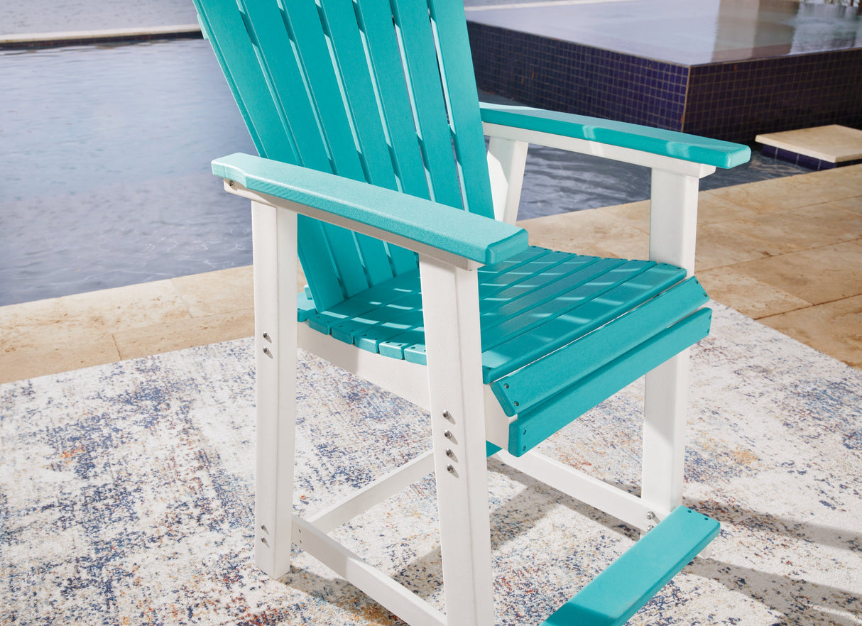 Eisely Turquoise/White Outdoor Counter Height Barstool