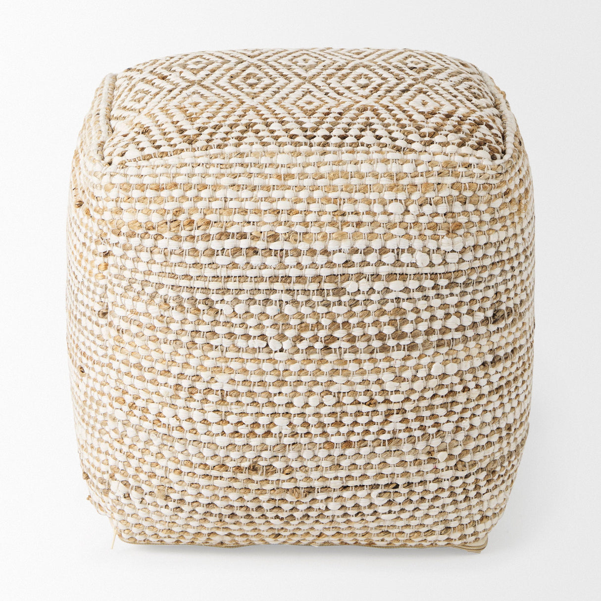 Ekani Cream/Beige Cotton Pouf by Mercana at Eve Furniture