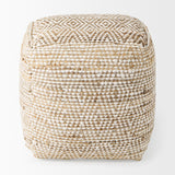 Ekani Cream/Beige Cotton Pouf by Mercana at Eve Furniture