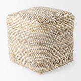 Ekani Cream/Beige Cotton Pouf by Mercana at Eve Furniture