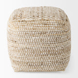 Ekani Cream/Beige Cotton Pouf by Mercana at Eve Furniture
