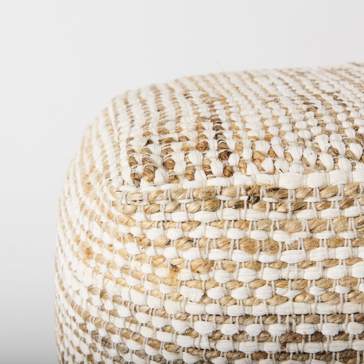 Ekani Cream/Beige Cotton Pouf by Mercana at Eve Furniture