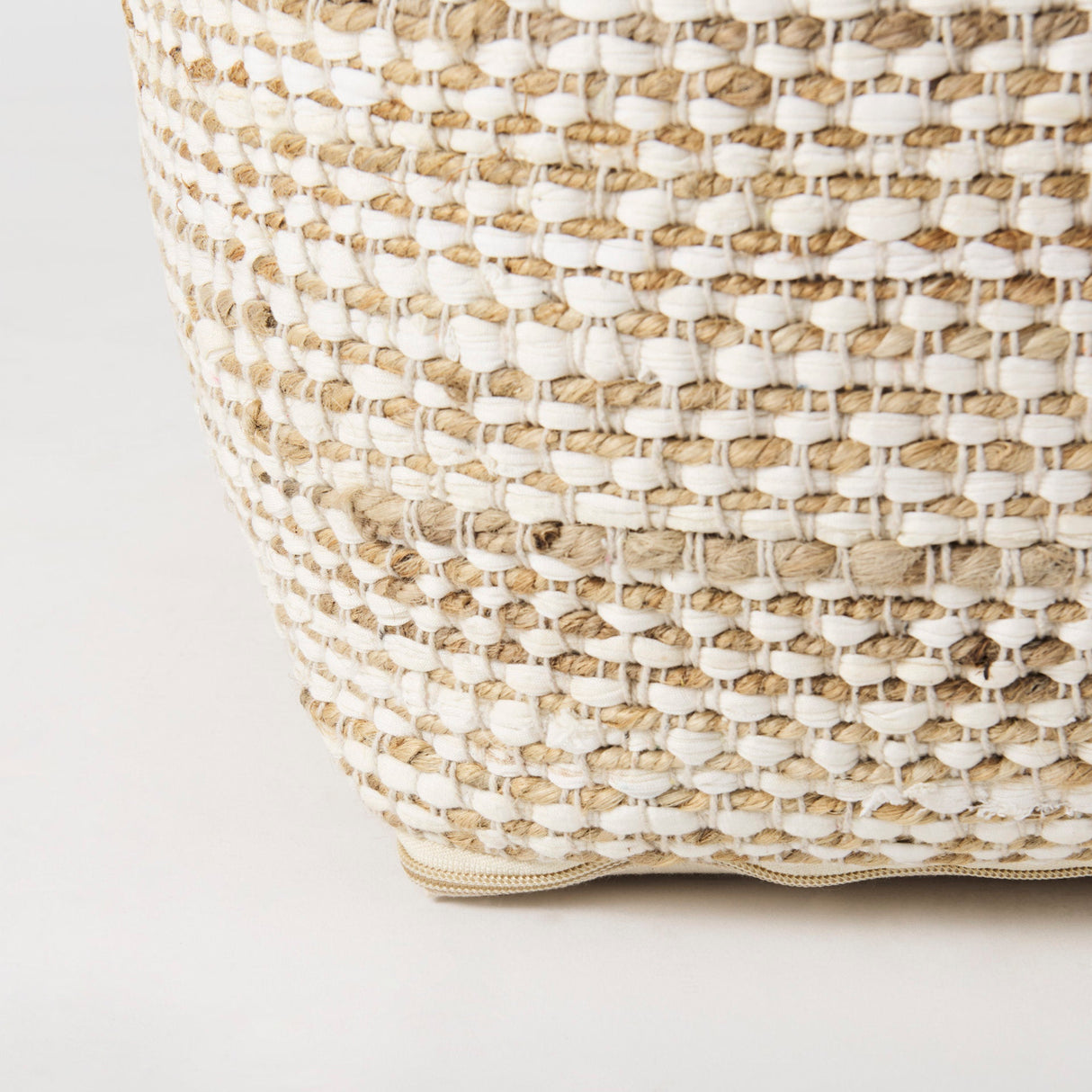 Ekani Cream/Beige Cotton Pouf by Mercana at Eve Furniture