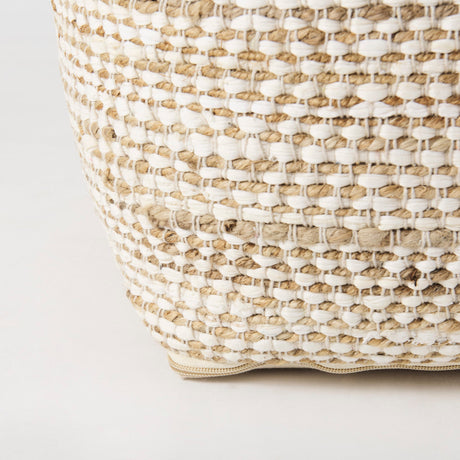 Ekani Cream/Beige Cotton Pouf by Mercana at Eve Furniture