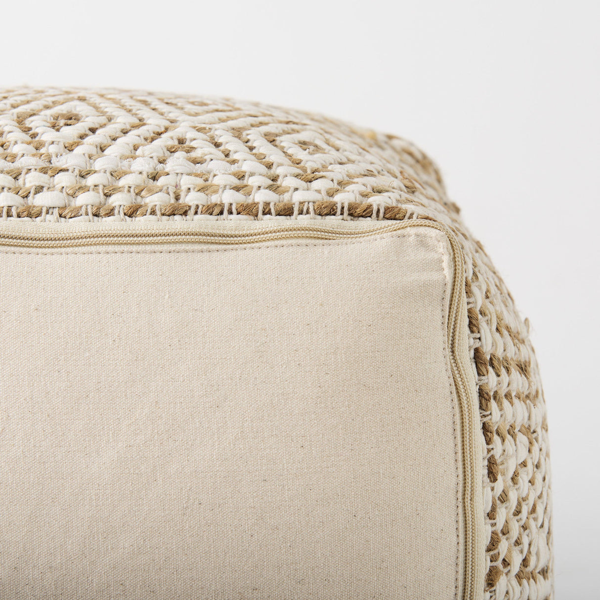 Ekani Cream/Beige Cotton Pouf by Mercana at Eve Furniture