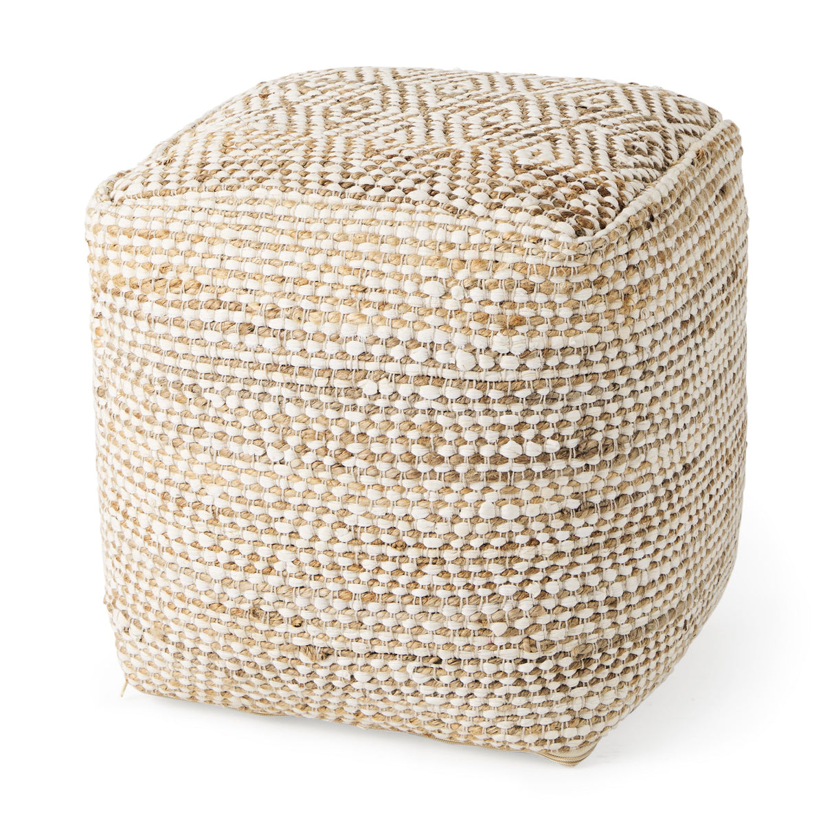 Ekani Cream/Beige Cotton Pouf by Mercana at Eve Furniture