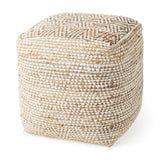 Ekani Cream/Beige Cotton Pouf by Mercana at Eve Furniture