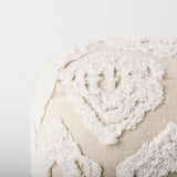 Ekanta Cream/Beige Patterned Cotton Pouf by Mercana at Eve Furniture