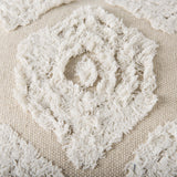 Ekanta Cream/Beige Patterned Cotton Pouf by Mercana at Eve Furniture