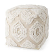 Ekanta Cream/Beige Patterned Cotton Pouf by Mercana at Eve Furniture