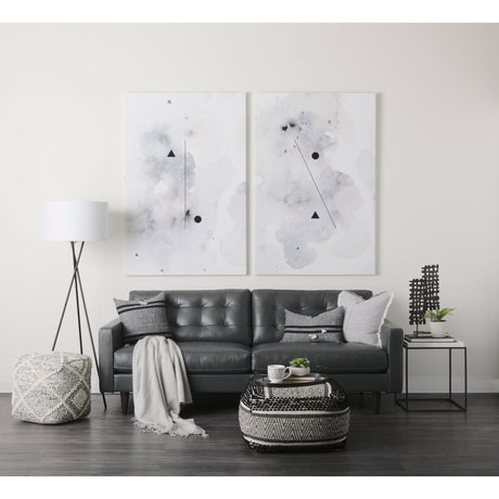 Ekiya Black/White Yarn and Wool Patterened Pouf by Mercana at Eve Furniture