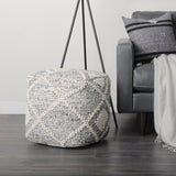 Ekiya Black/White Yarn and Wool Patterened Pouf by Mercana at Eve Furniture