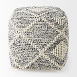 Ekiya Black/White Yarn and Wool Patterened Pouf by Mercana at Eve Furniture