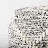 Ekiya Black/White Yarn and Wool Patterened Pouf by Mercana at Eve Furniture