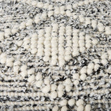 Ekiya Black/White Yarn and Wool Patterened Pouf by Mercana at Eve Furniture