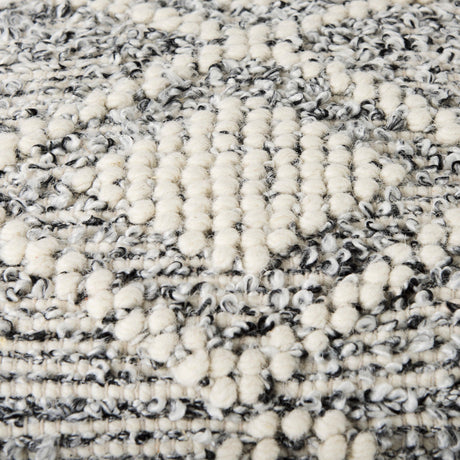 Ekiya Black/White Yarn and Wool Patterened Pouf by Mercana at Eve Furniture