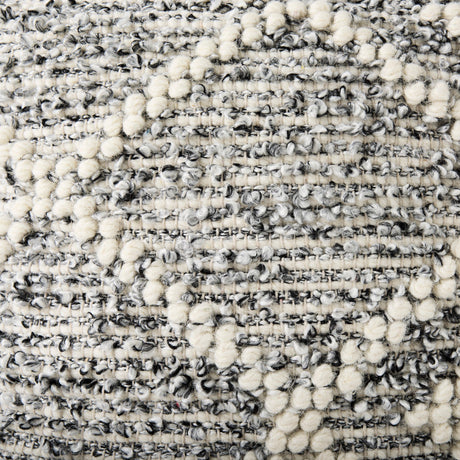 Ekiya Black/White Yarn and Wool Patterened Pouf by Mercana at Eve Furniture