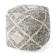 Ekiya Black/White Yarn and Wool Patterened Pouf by Mercana at Eve Furniture