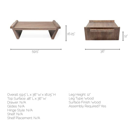 Elaine Brown Solid Wood Top & Base Coffee Table by Mercana at Eve Furniture