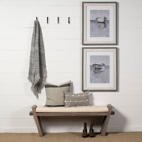 Elaine I Brown Wood Upholstered Cream Seat Entryway Bench by Mercana at Eve Furniture