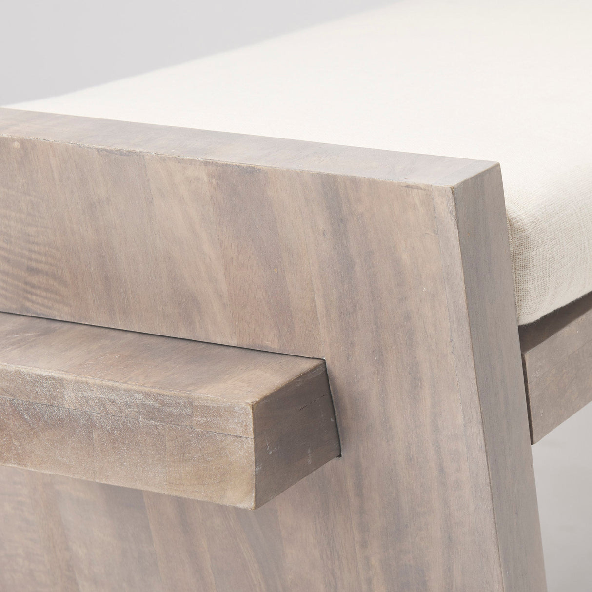 Elaine I Brown Wood Upholstered Cream Seat Entryway Bench by Mercana at Eve Furniture
