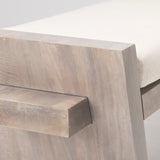Elaine I Brown Wood Upholstered Cream Seat Entryway Bench by Mercana at Eve Furniture