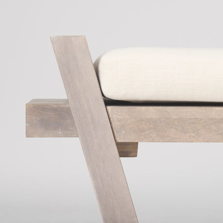 Elaine I Brown Wood Upholstered Cream Seat Entryway Bench by Mercana at Eve Furniture